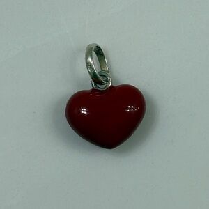 EUC Links of London sterling silver red enamel heart charm